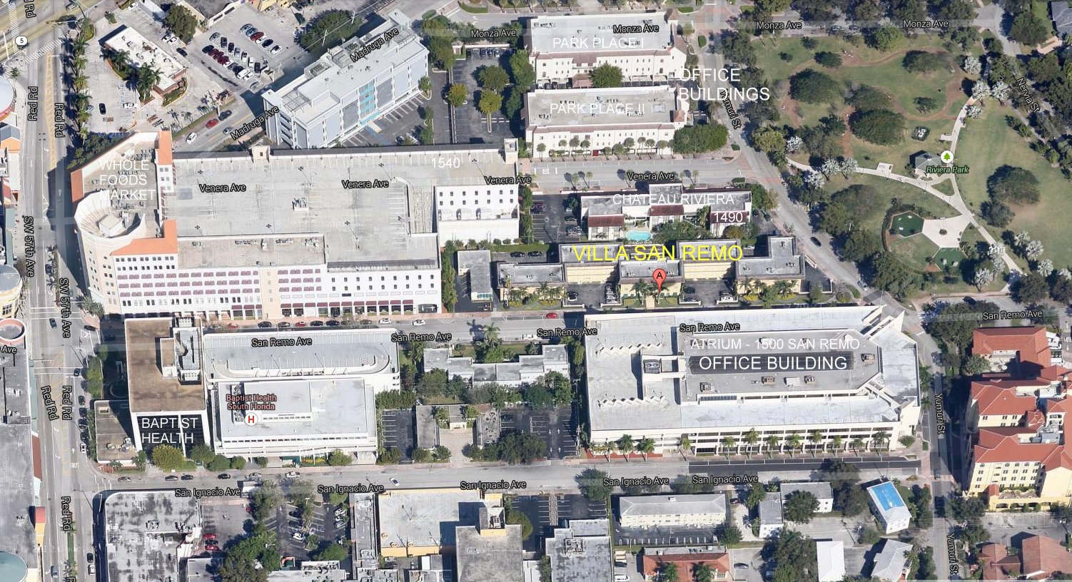 Aerial photo of Villa San Remo