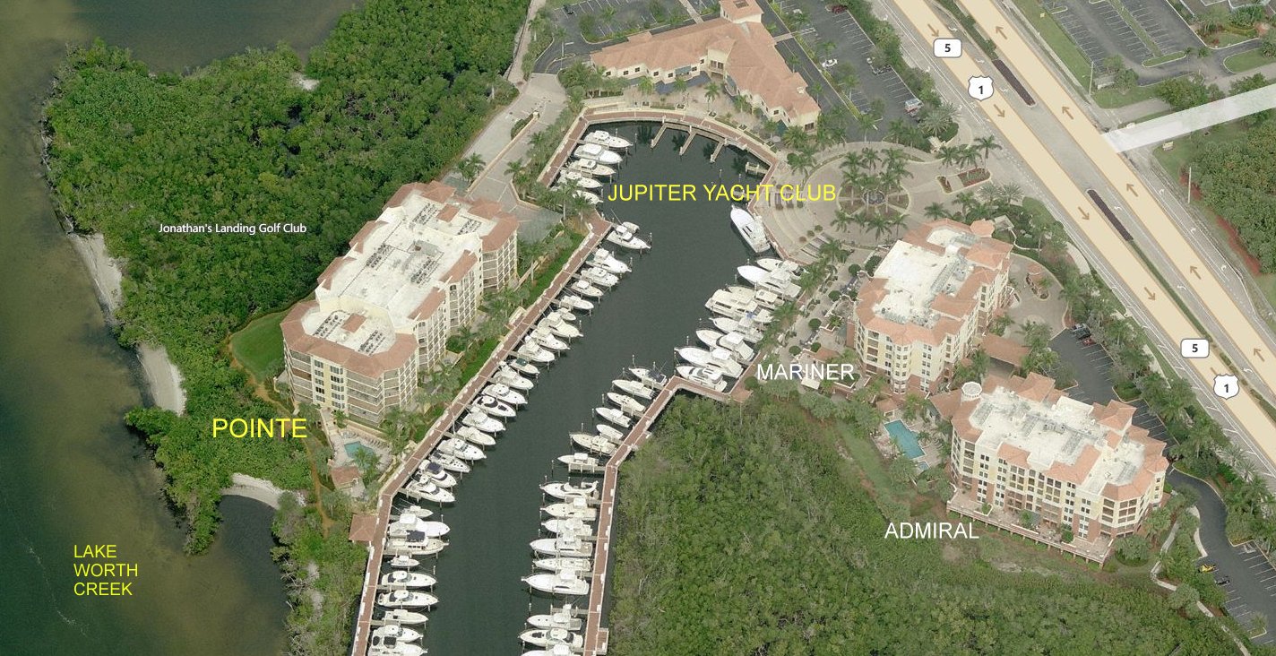 Aerial photo of Pointe at Jupiter Yacht Club