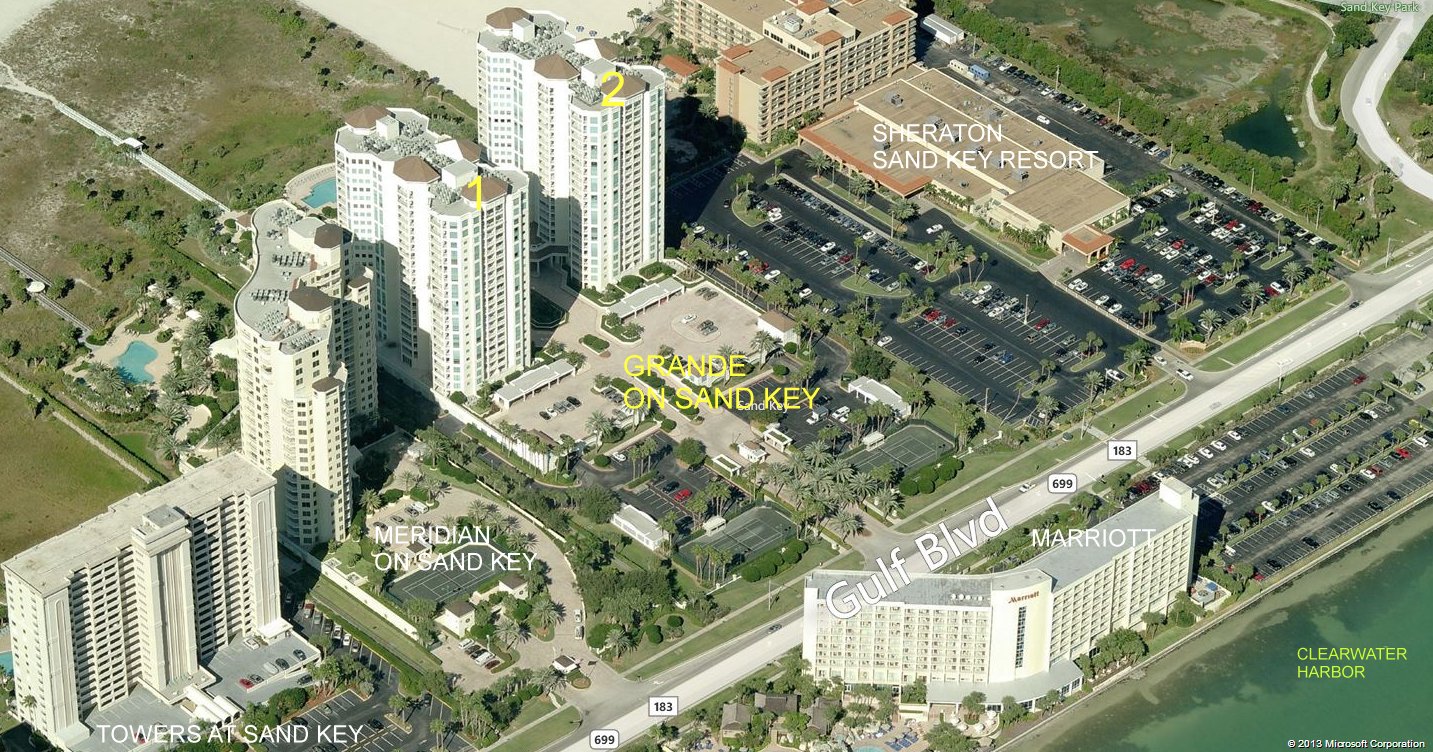 Aerial photo of Grand on Sand Key 2