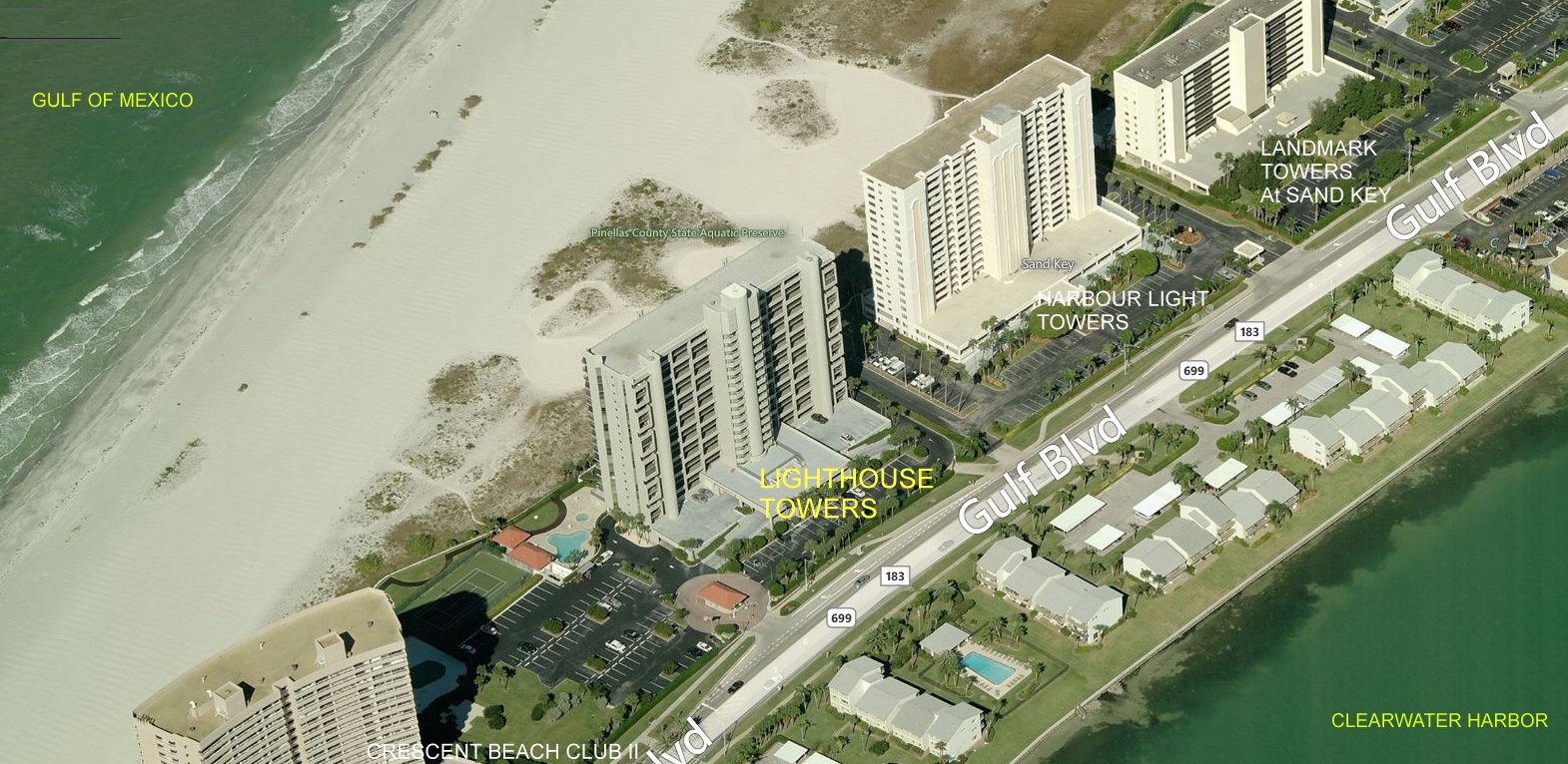 Aerial photo of Lighthouse Towers