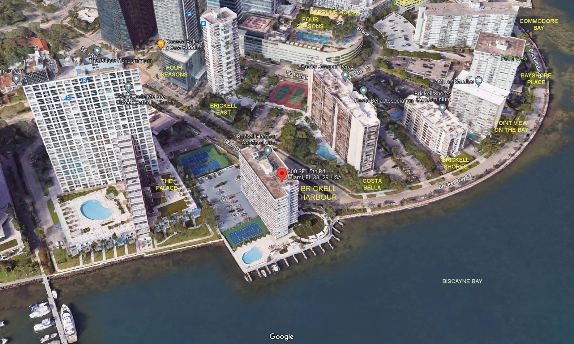 Aerial photo of Brickell Harbour