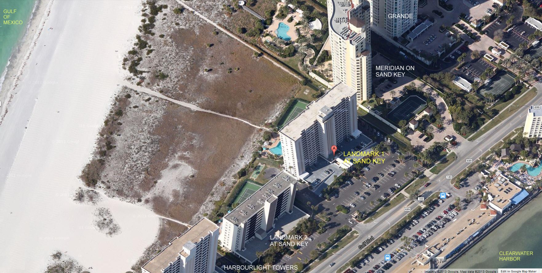 Aerial photo of Landmark Towers 1 Sand Key