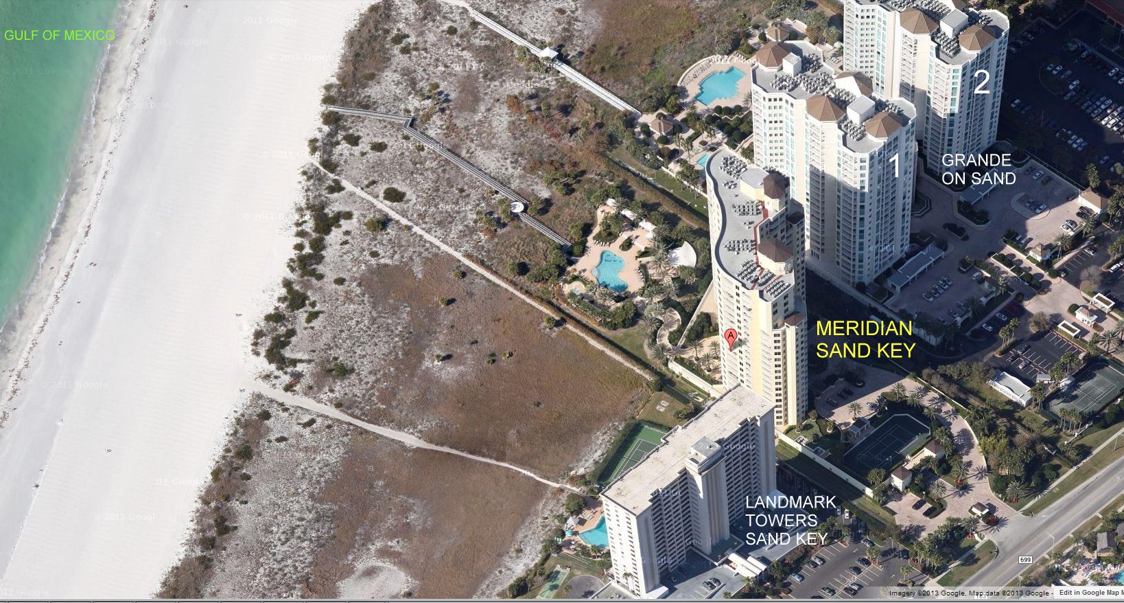 Aerial photo of Meridian on Sand Key