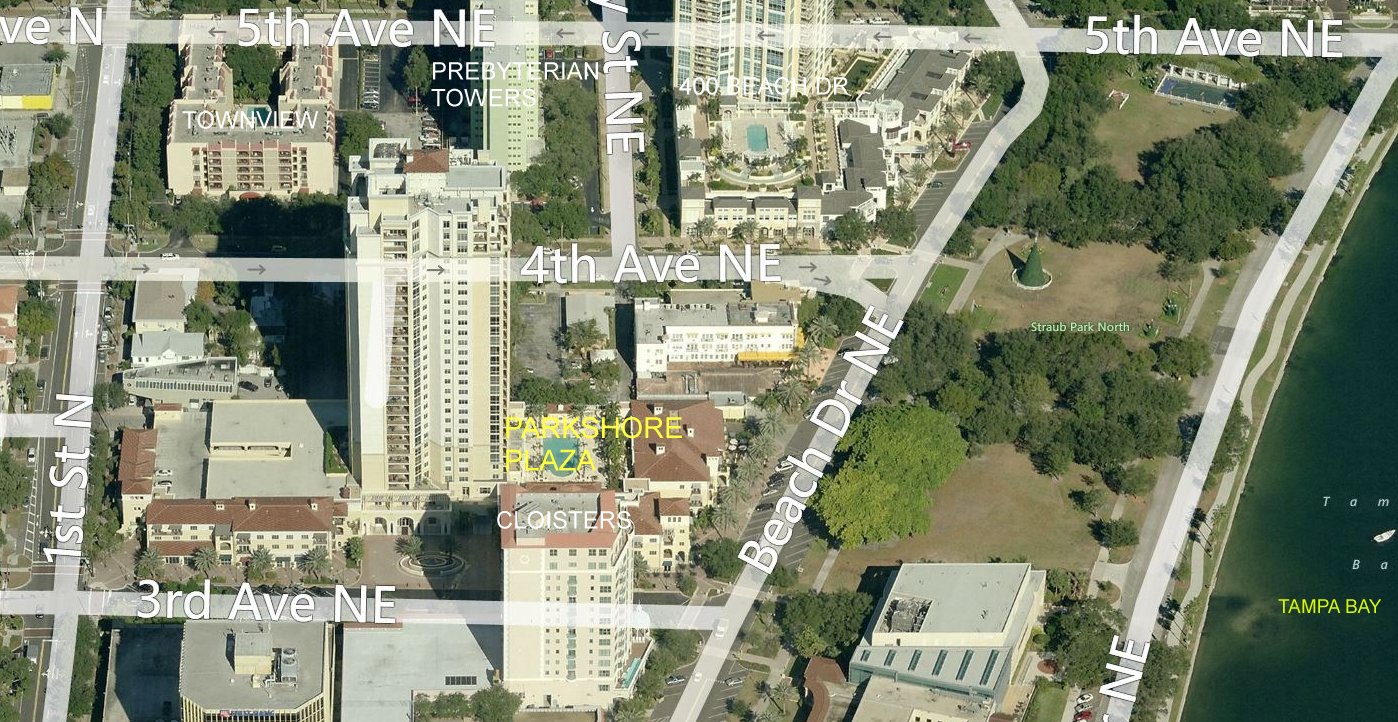 Aerial photo of Parkshore Plaza