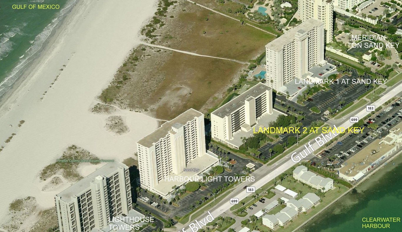 Aerial photo of Landmark Towers 2 Sand Key