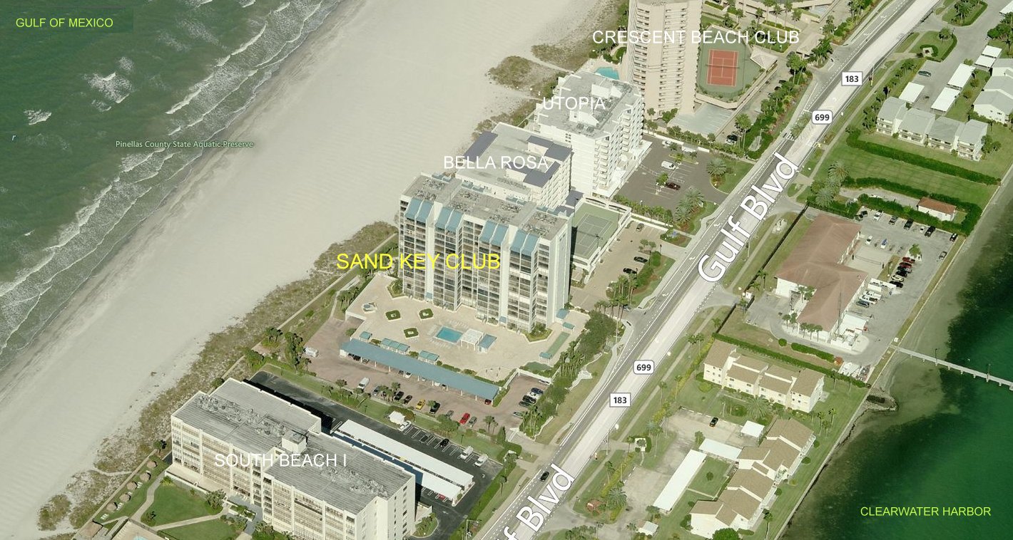 Aerial photo of Sand Key Club