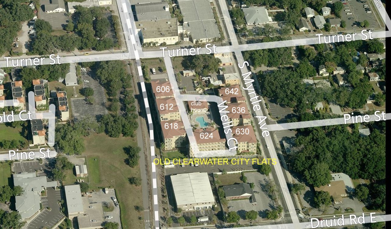 Aerial photo of Old Clearwater City Flats