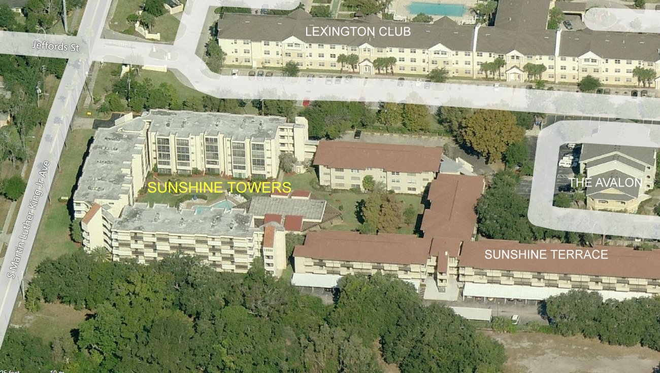 Aerial photo of Sunshine Towers