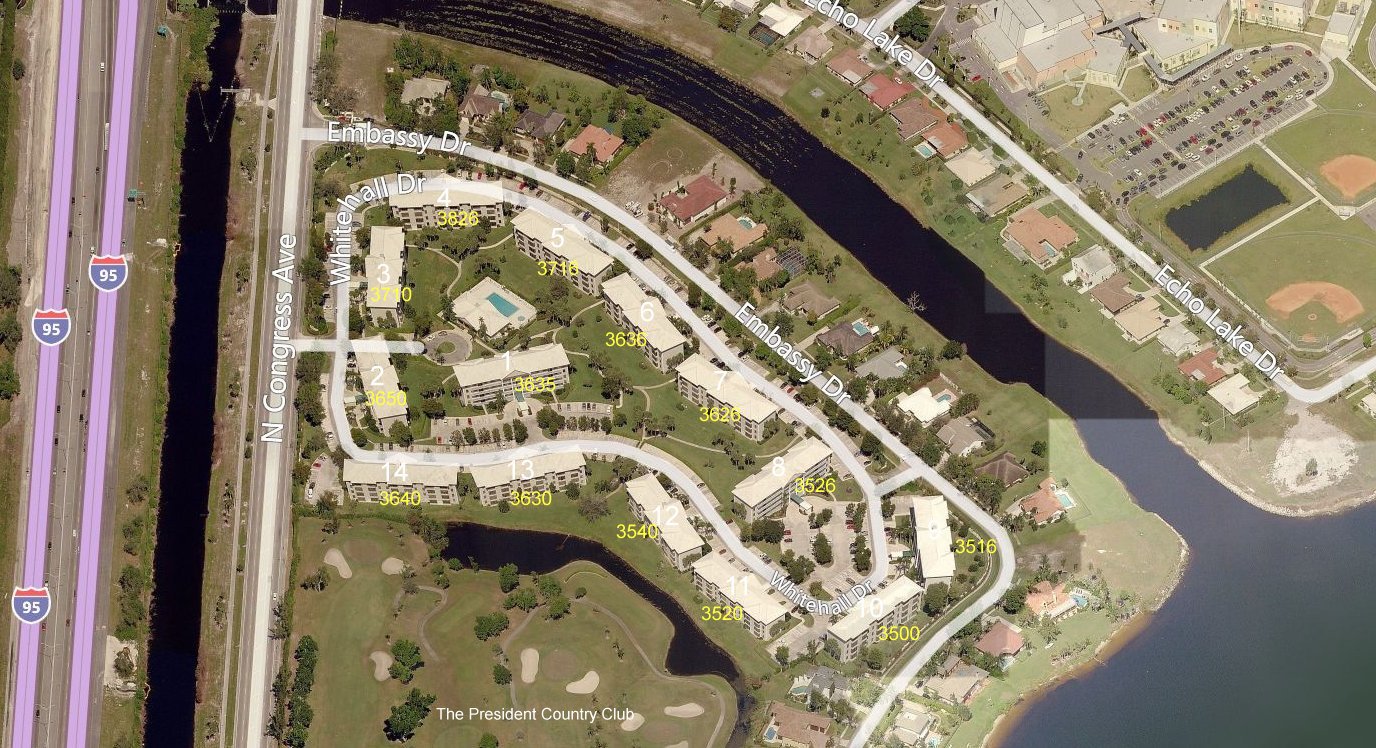 Aerial photo of Whitehall Condominiums Of The Lands Of The President