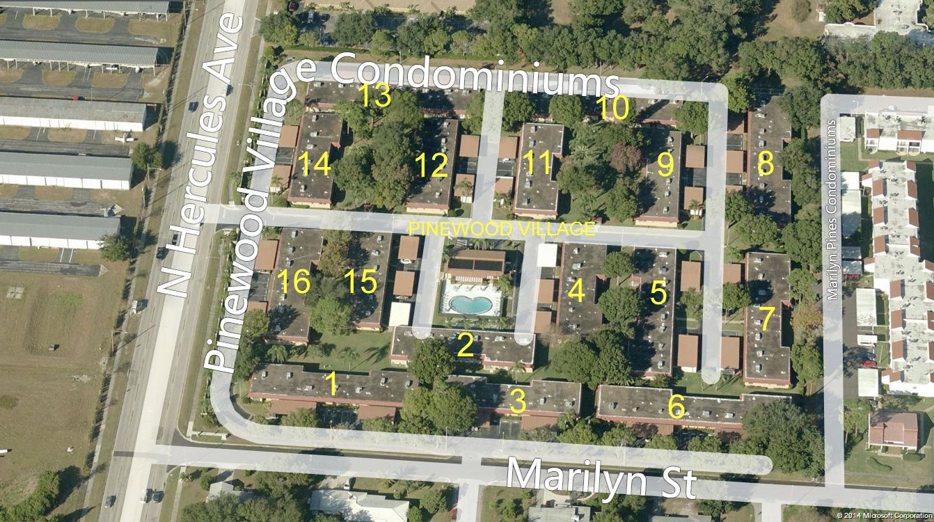 Aerial photo of Pinewood Village