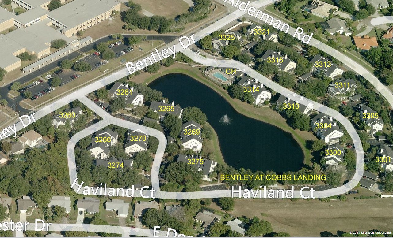 Aerial photo of Bentley at Cobbs Landing
