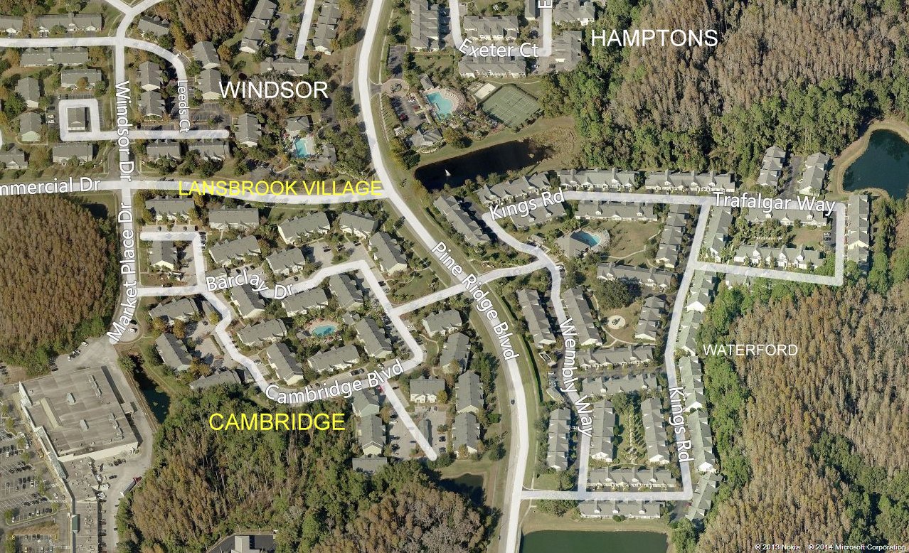Aerial photo of Lansbrook Village Cambridge