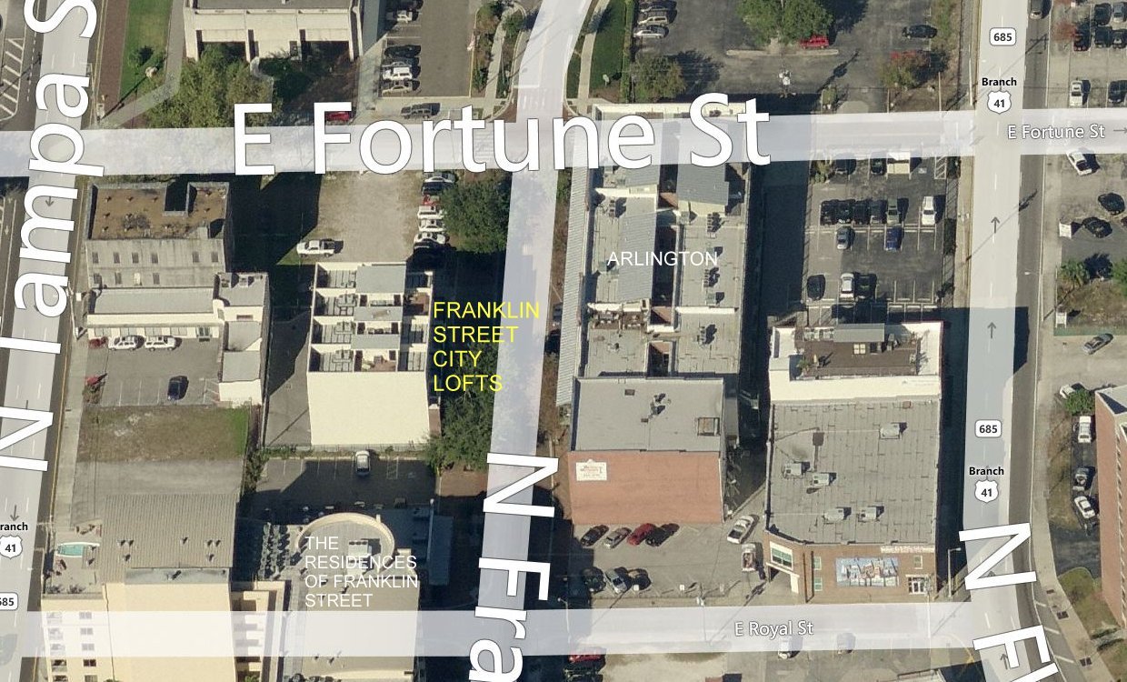 Aerial photo of Franklin Street City Lofts