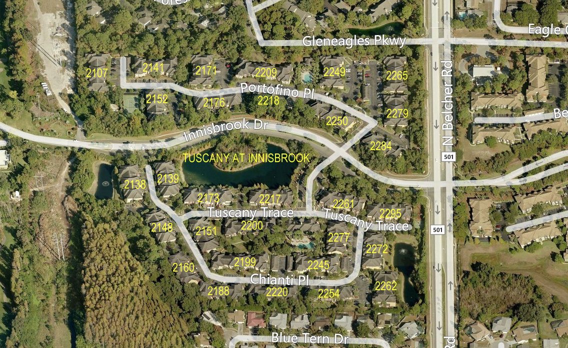 Aerial photo of Tuscany at Innisbrook