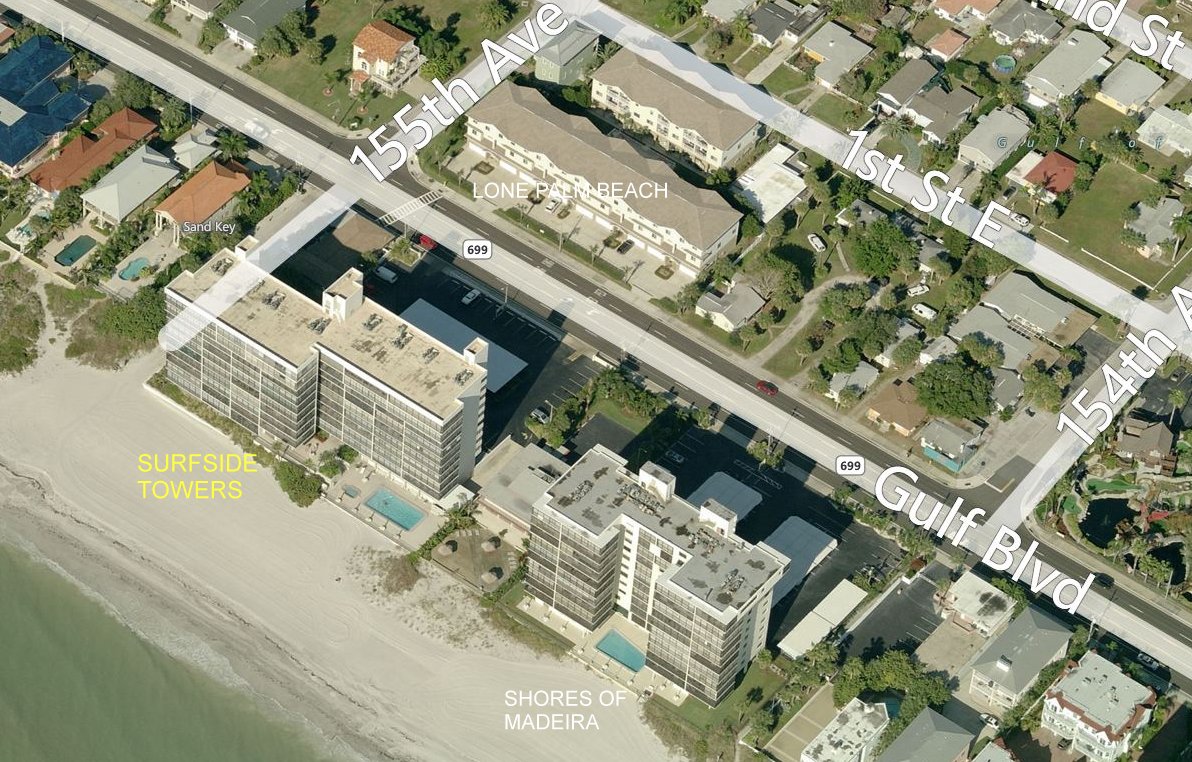 Aerial photo of Surfside Tower