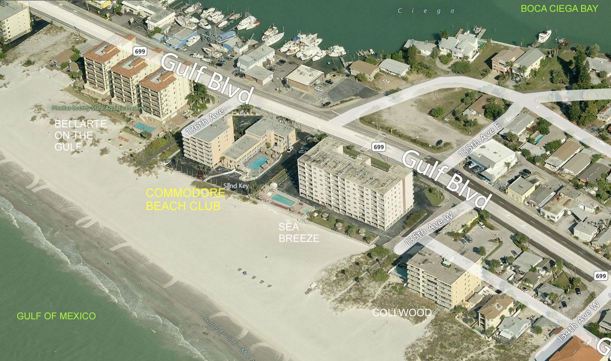 Aerial photo of Commodore Beach Club