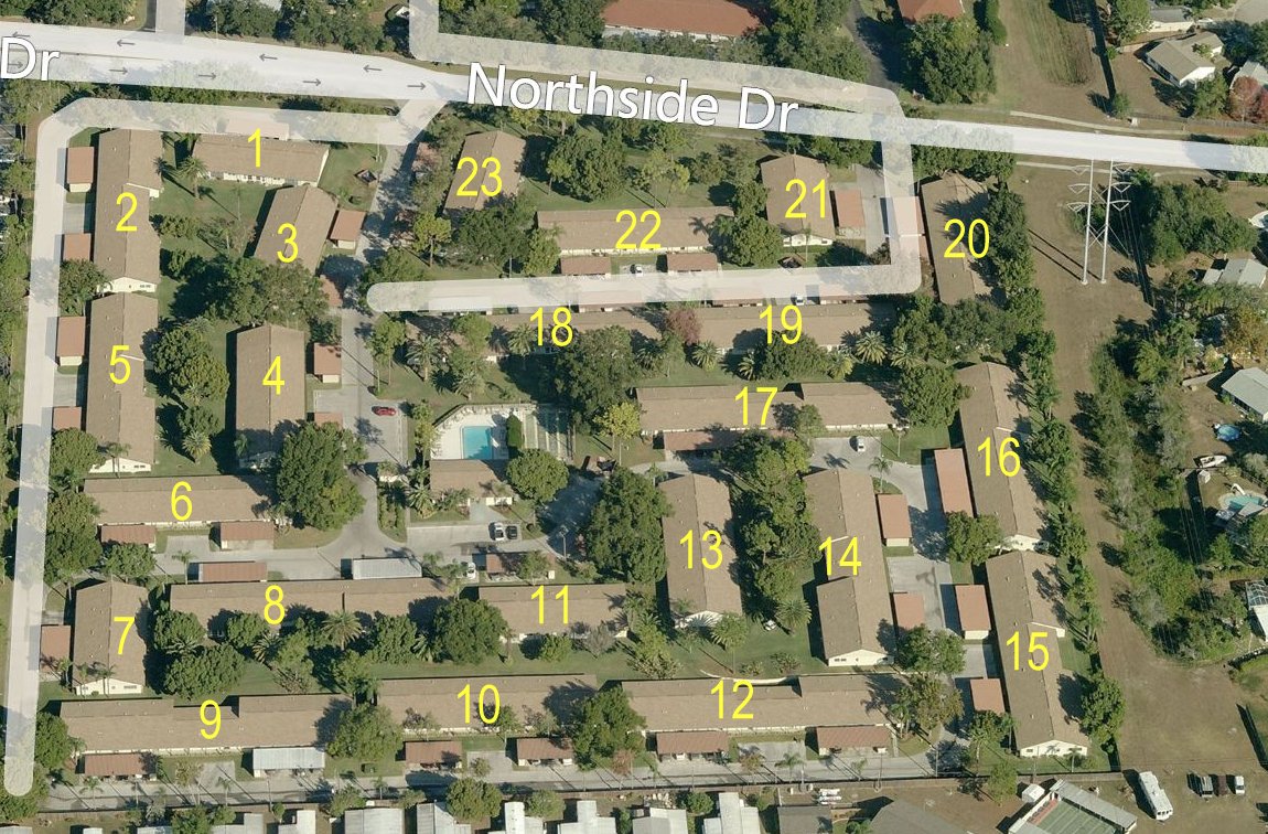 Aerial photo of Woodland Villas