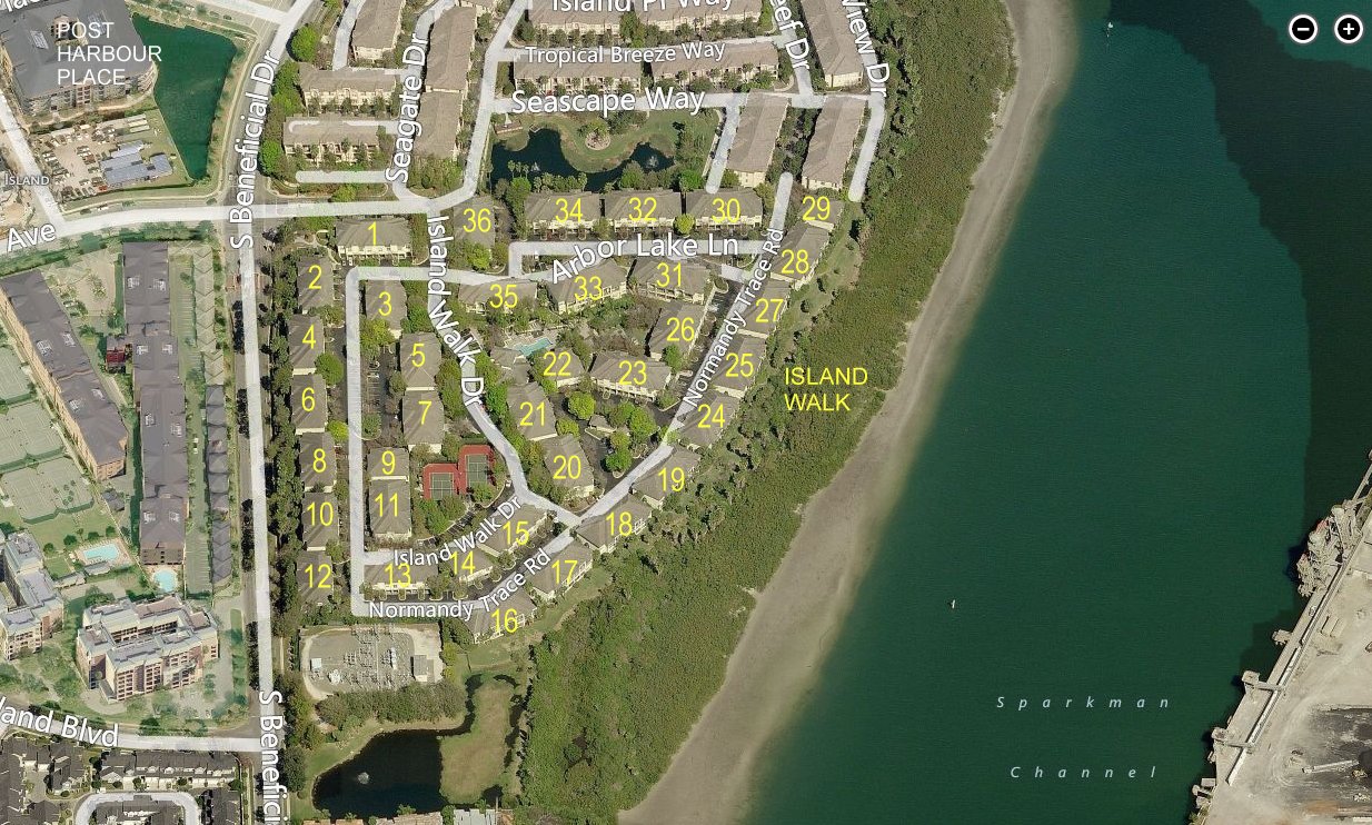 Aerial photo of Island Walk