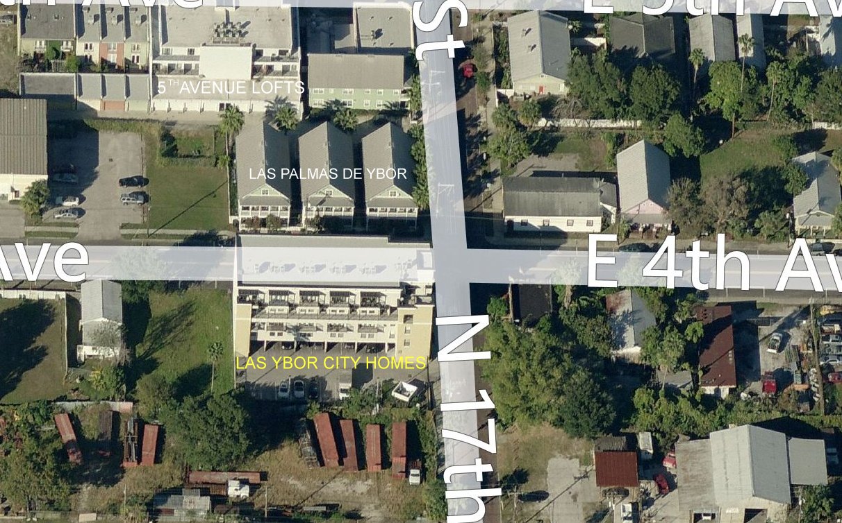 Aerial photo of Las Ybor City Homes