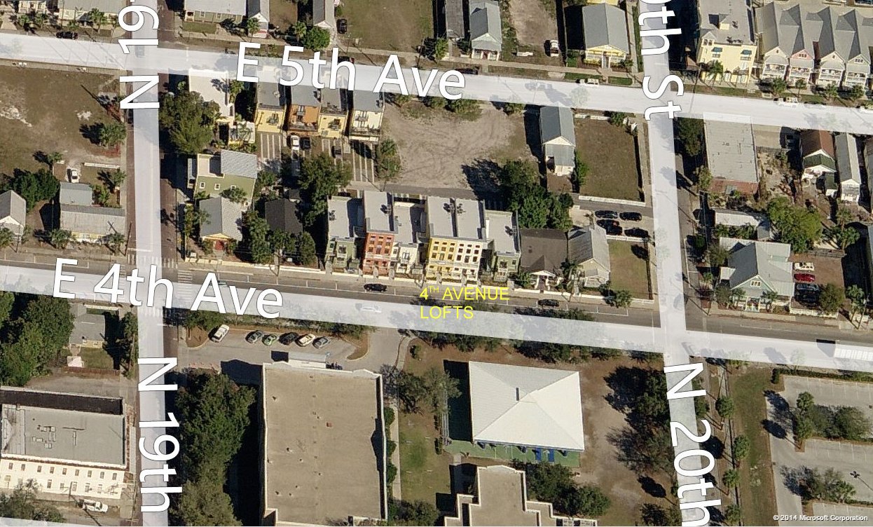 Aerial photo of 4th Avenue Lofts