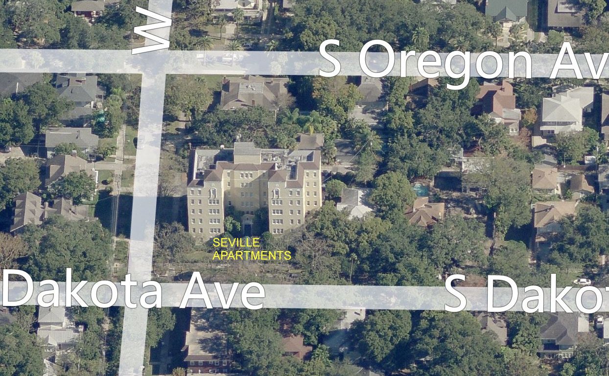 Aerial photo of Seville Apartments