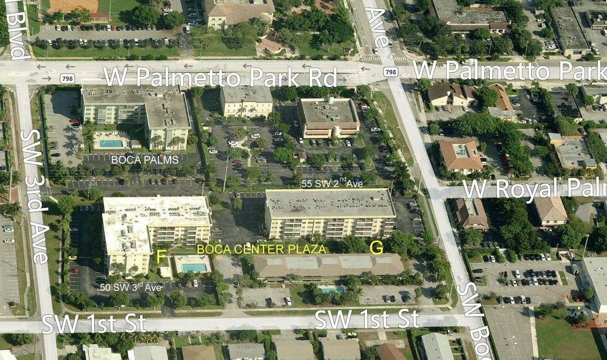 Aerial photo of Boca Center Plaza F & G