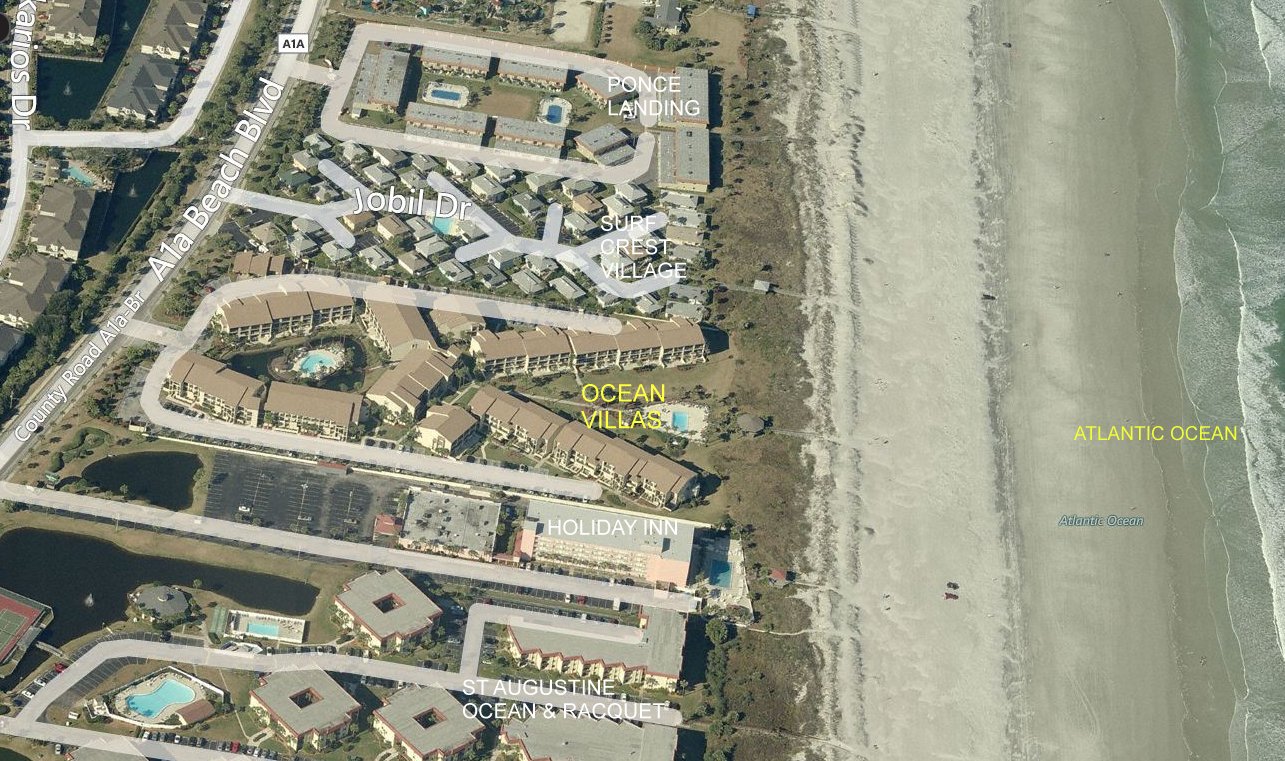 Aerial photo of Ocean Villas