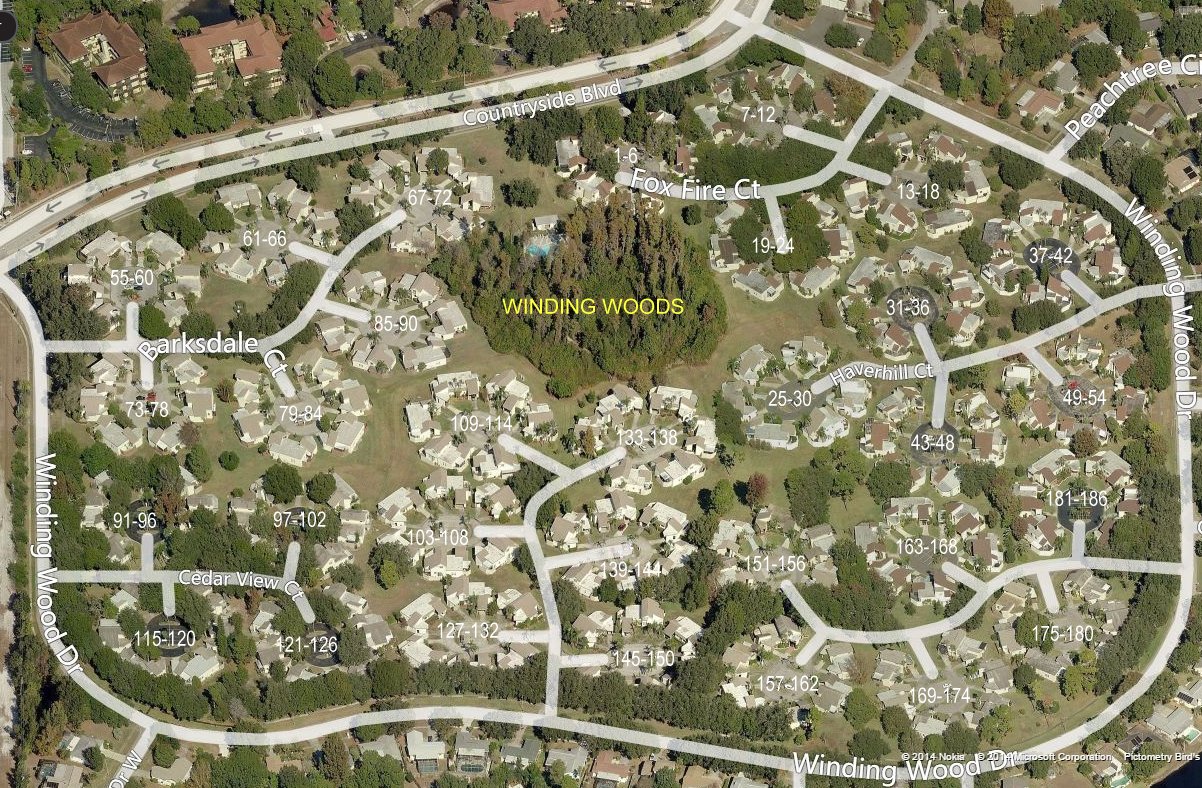 Aerial photo of Winding Wood