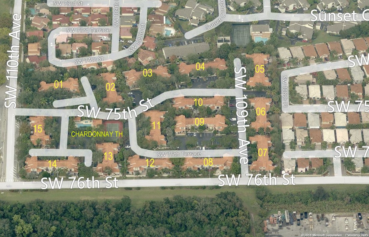 Aerial photo of Chardonnay Townhomes