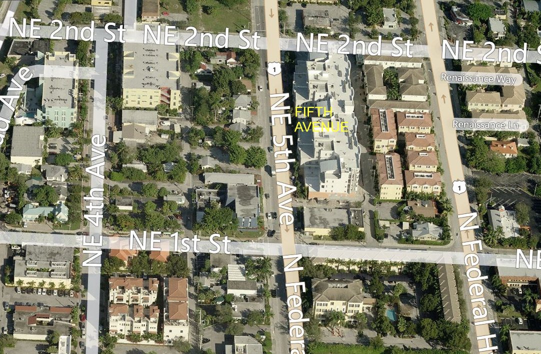 Aerial photo of 5th Avenue at Delray