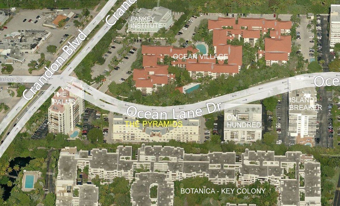 Aerial photo of Pyramids at Key Biscayne