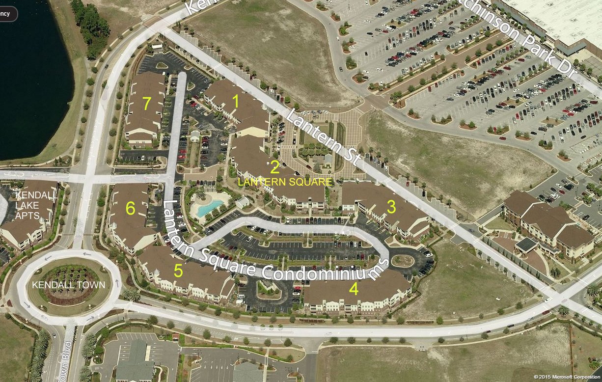 Aerial photo of Lantern Square at Kendall Town