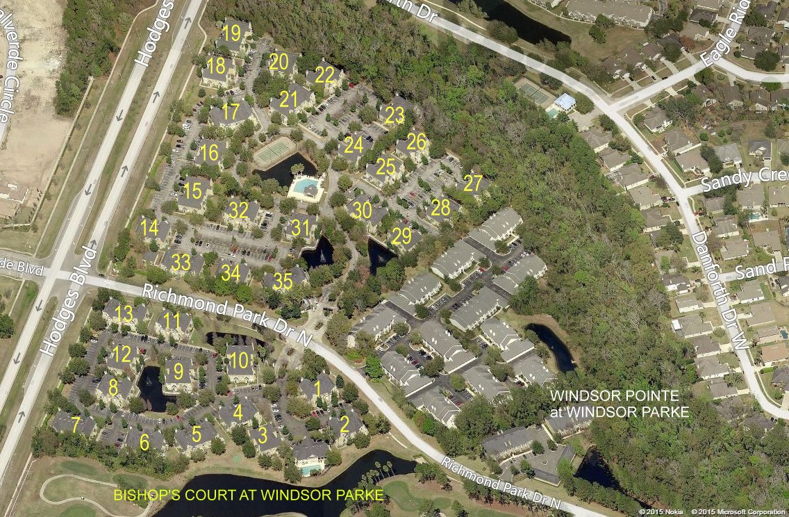 Aerial photo of Bishop's Court at Windsor Parke