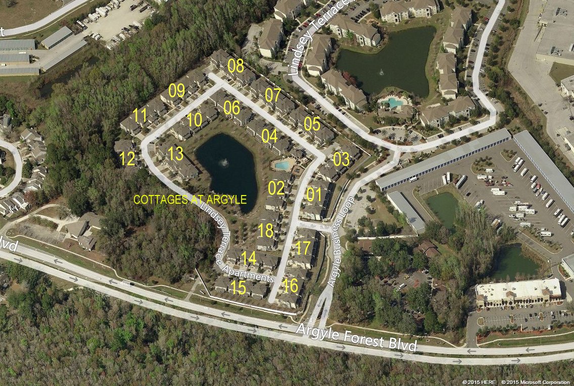 Aerial photo of Cottages at Argyle