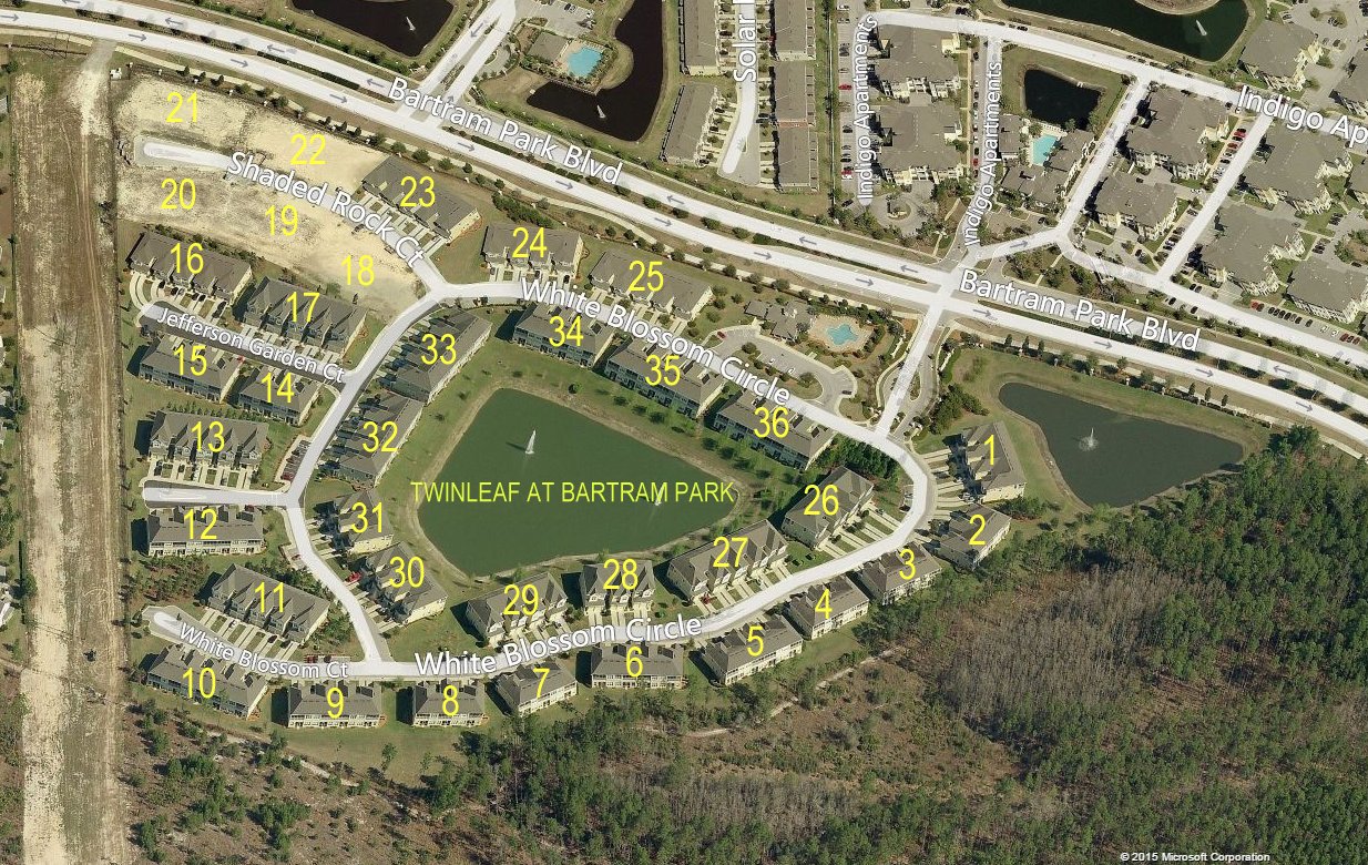 Aerial photo of Twinleaf at Bartram Park