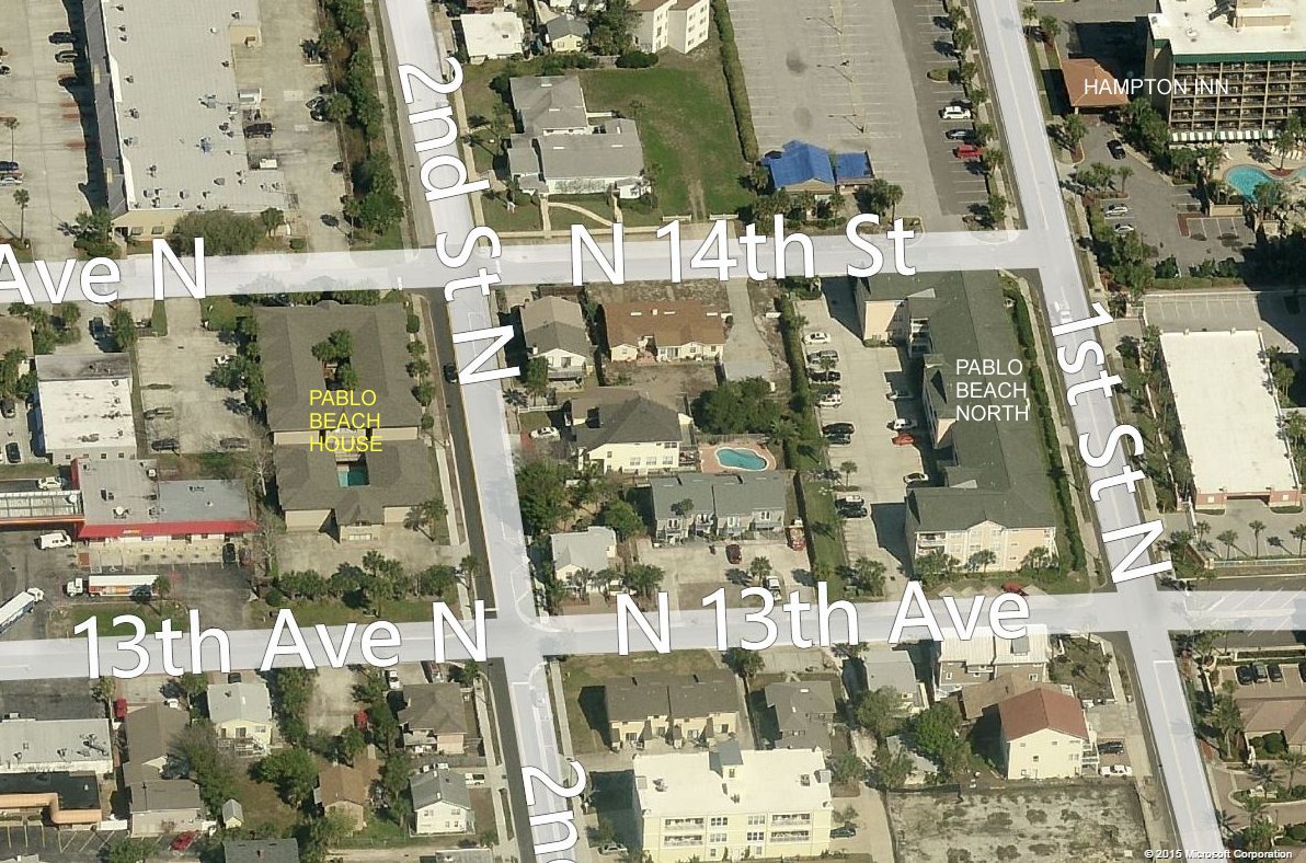 Aerial photo of Pablo Beach House