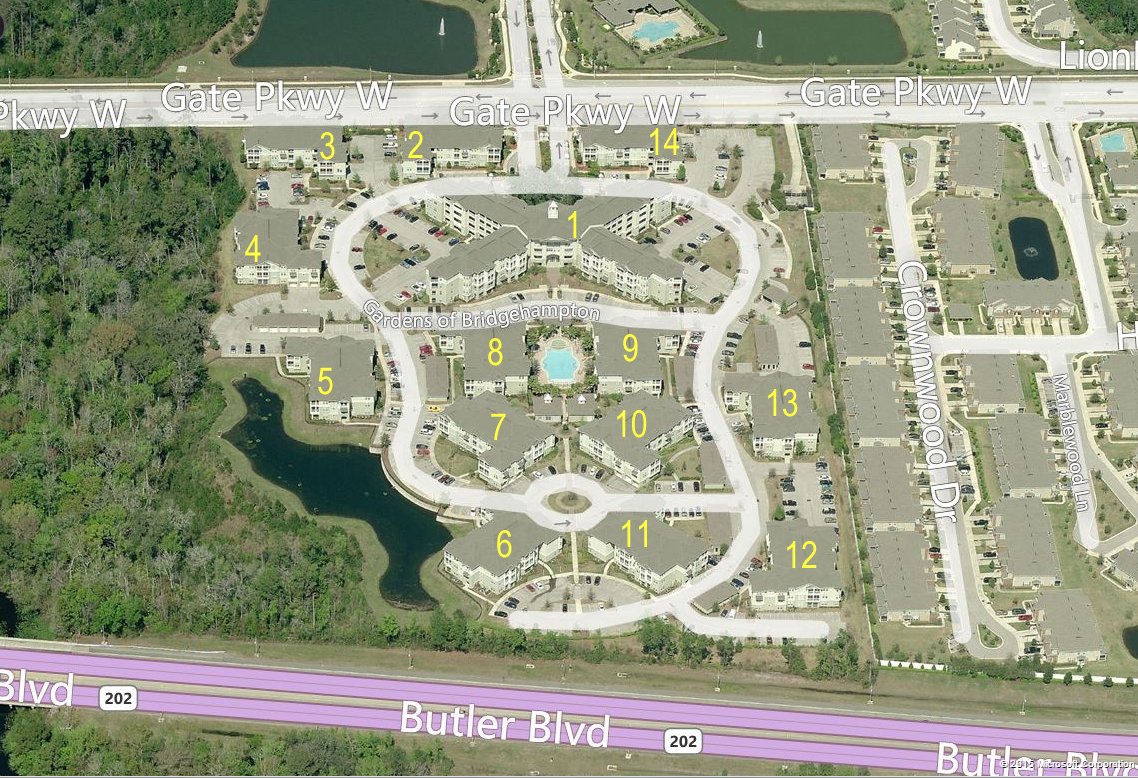 Aerial photo of Gardens of Bridgehampton