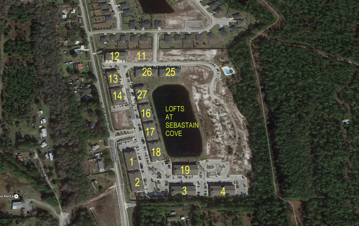 Aerial photo of Lofts at Sebastian Cove