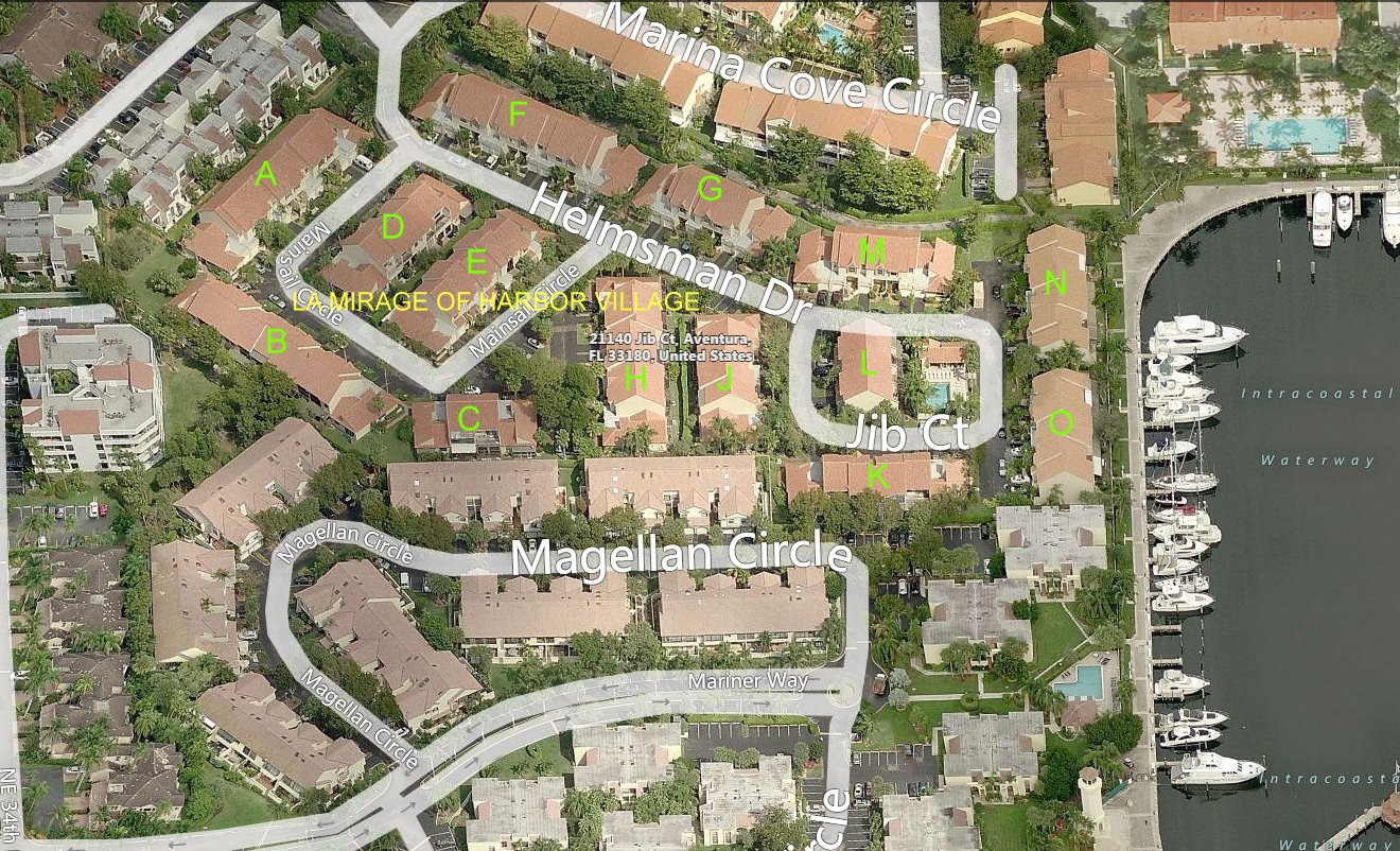 Aerial photo of La Mirage of Harbor Village