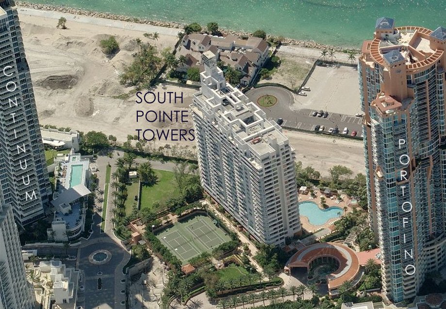Aerial photo of South Pointe Towers