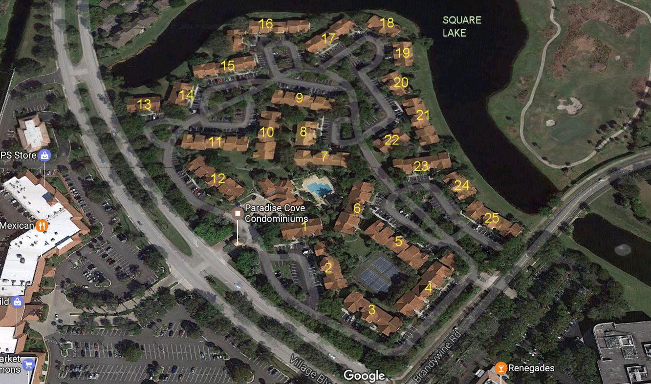 Aerial photo of Paradise Cove at Palm Beach Lakes