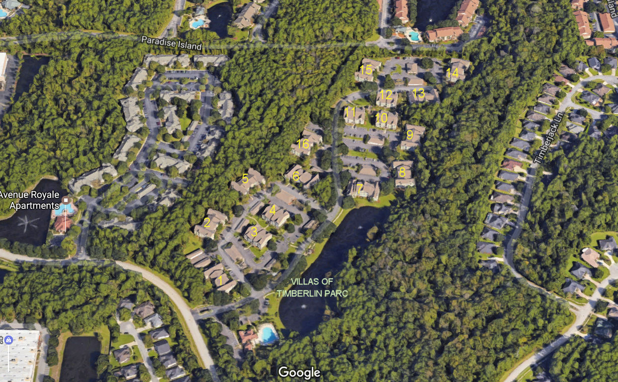 Aerial photo of Villas of Timberlin Parc