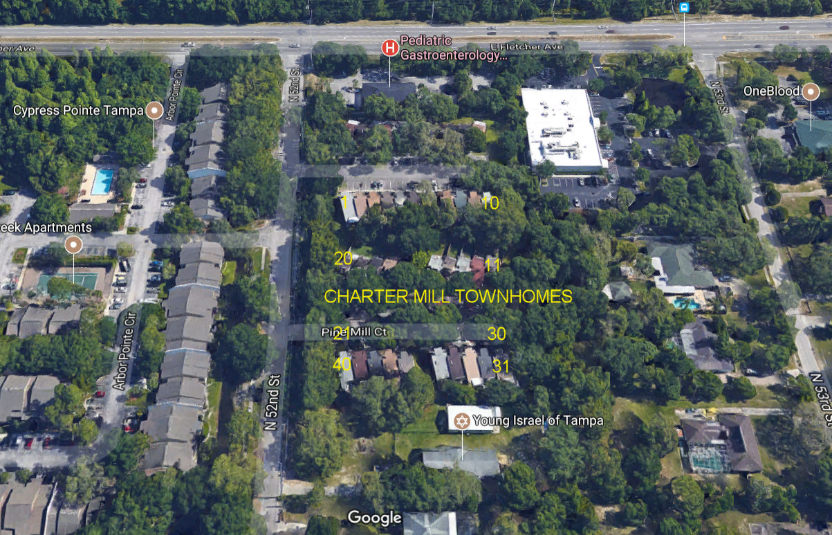 Aerial photo of Charter Mill Townhomes