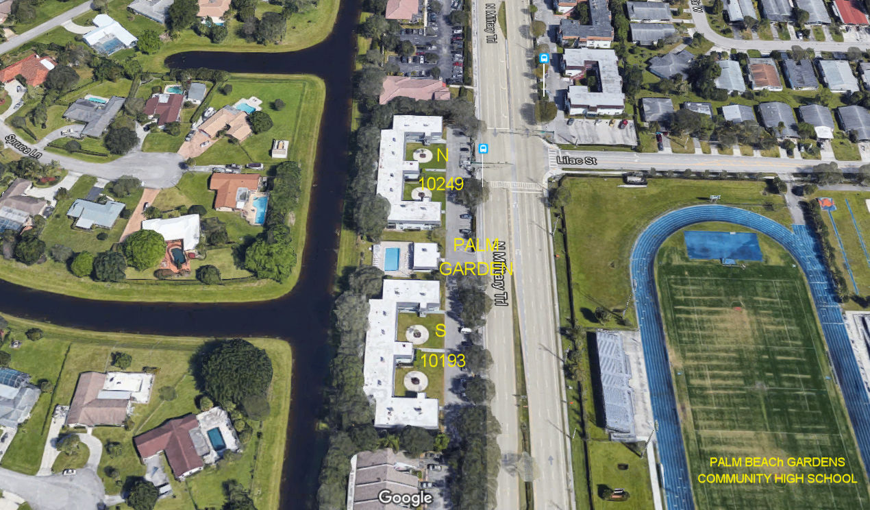 Aerial photo of Palm Garden Apartments (North & South)