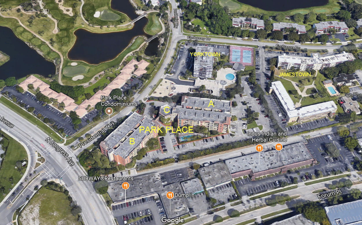 Aerial photo of Park Place (at Lakes Condos A&B)