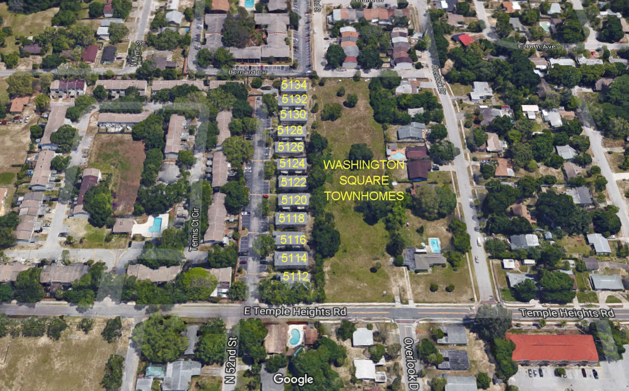 Aerial photo of Washington Square Townhomes