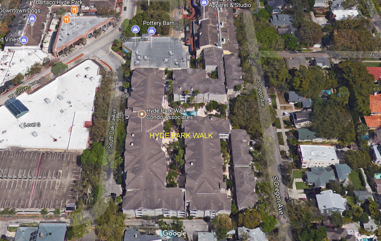 Aerial photo of Hyde Park Walk