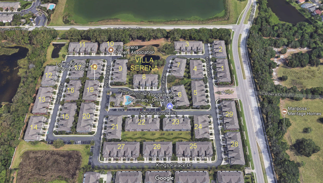 Aerial photo of Villa Serena