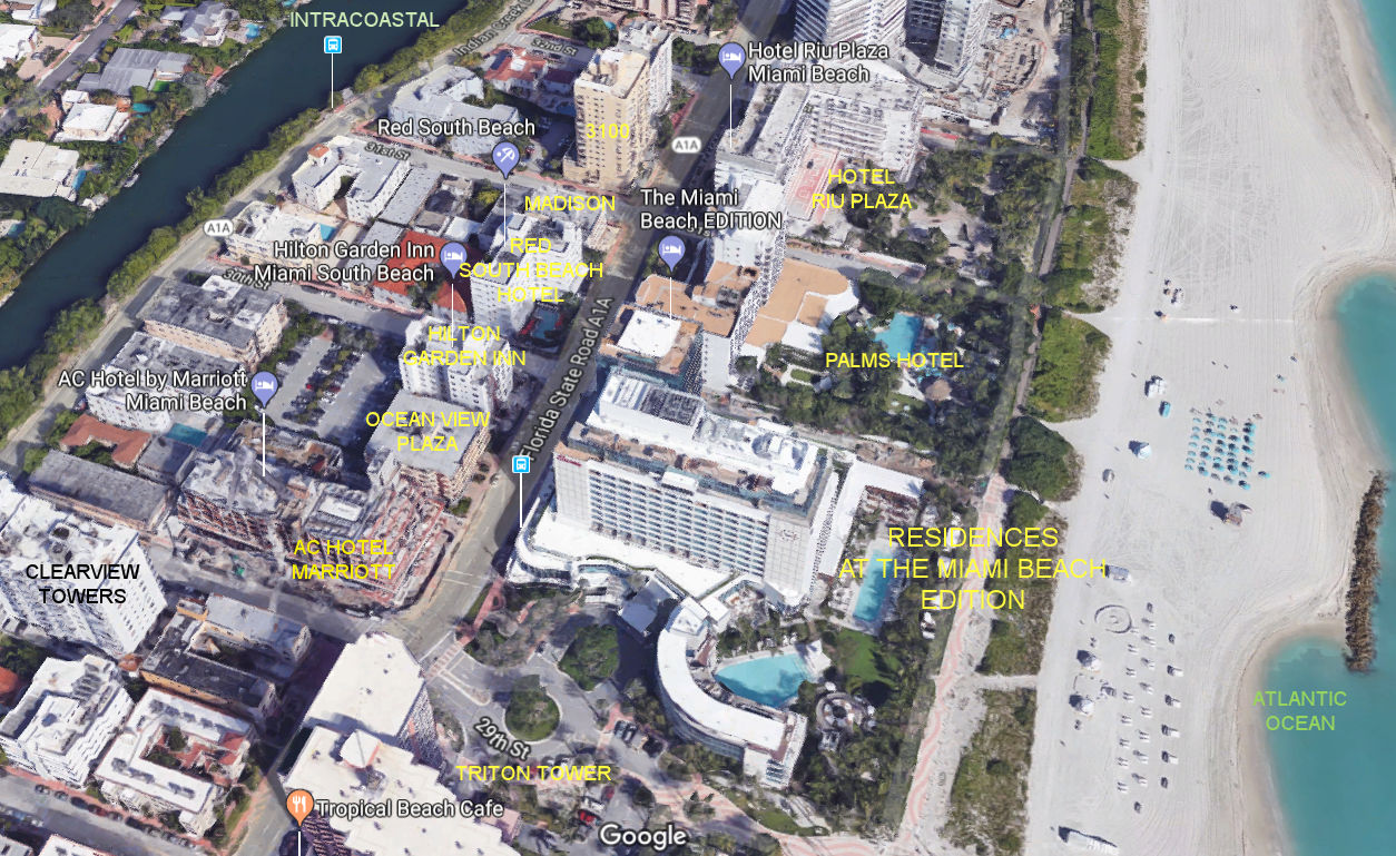 Aerial photo of Residences at the Miami Beach Edition