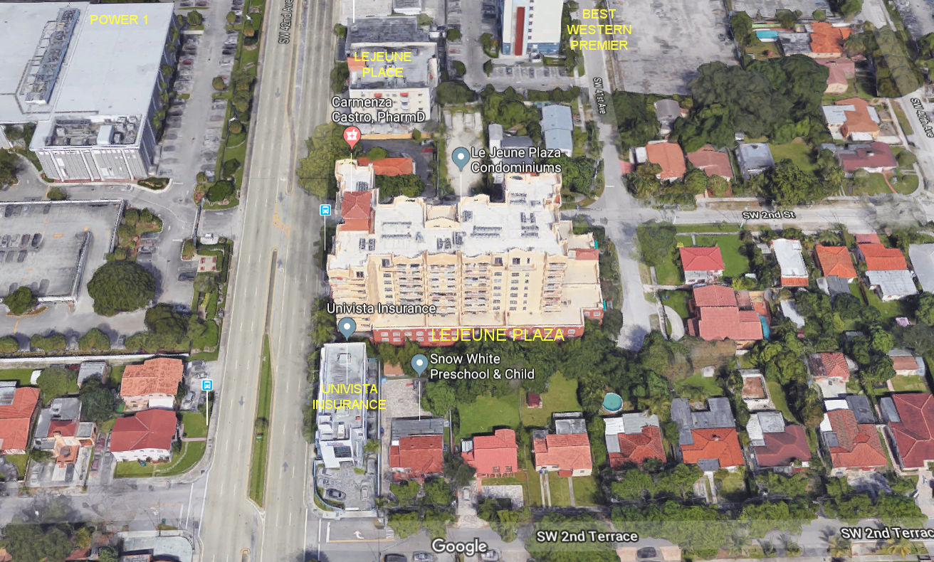 Aerial photo of Lejeune Plaza